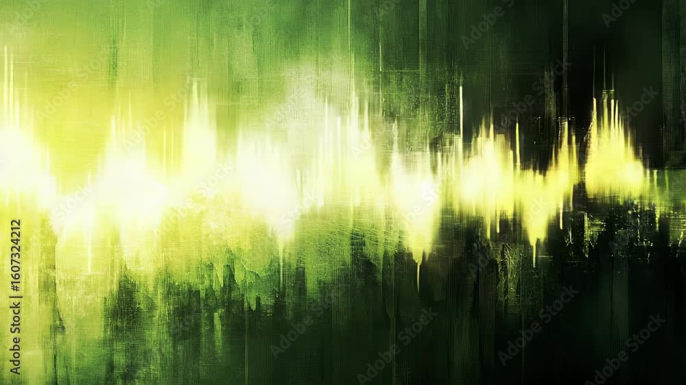 Aufkleber energetic abstract audio visualizer background with vibrant green and yellow color palette