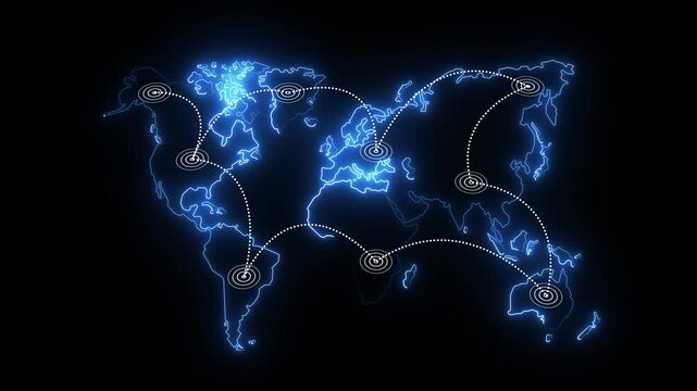 Growing global network. Internet and business concept. Connecting people all around the world. Global Network World Map Design. Global Digital Data Network Connecting the Whole World. 