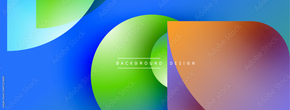 Poster abstract colorful shapes overlap. gradient hues blend, creating dynamic visual effect. modern design