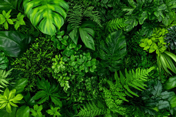 Vibrant foliage in a dense tropical jungle