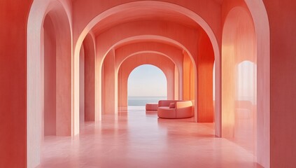 Coral archway hallway, ocean view