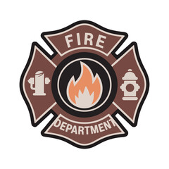 Fire Department Maltese Cross Emblem vector illustration on white background