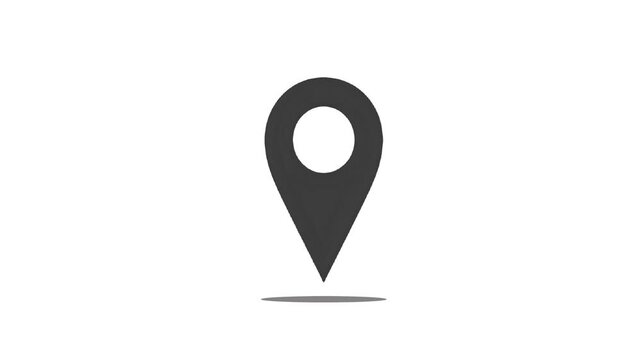 Clean and modern vector graphic of a black location pin icon, set against a plain white background.