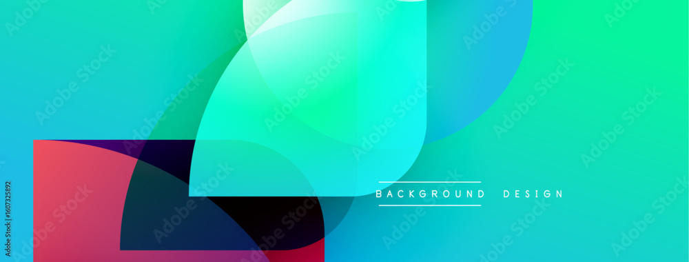 Fototapete abstract background features overlapping shapes, vibrant colors, gradients. modern design elements c
