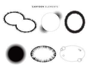 Comic Effect Line and Circular Bubble Set. Comic Frame and Oval Speech Bubble Set.manga panel vector.