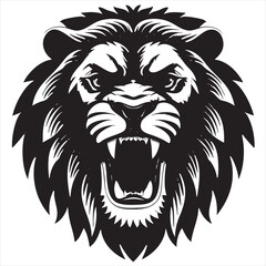 Furious Roaring Lion Head Graphic Emblem