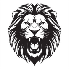 Powerful Roaring Lion Frontal Graphic Art