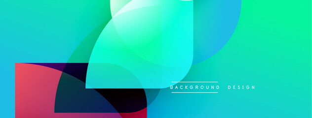 Obraz premium Abstract background features overlapping shapes, vibrant colors, gradients. Modern design elements create dynamic visual experience.