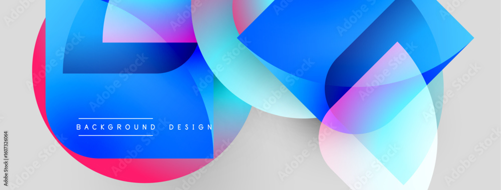 Poster abstract colorful shapes overlap. gradient hues blend, creating dynamic visual effect. modern design