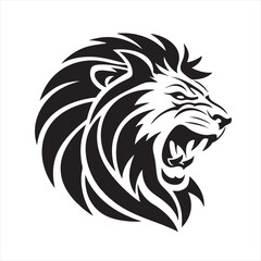 Roaring Lion Head Profile Graphic Design