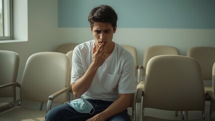 Young Man Waiting for Lung Check-up