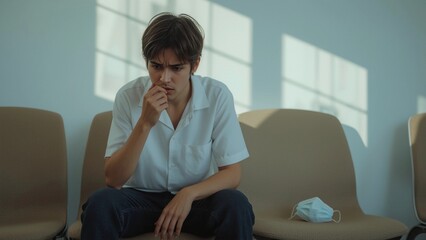 Young Man Waiting for Lung Check-up
