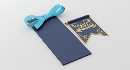 Bookmark flag with ribbon save animation