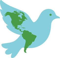World Map Dove Silhouette

