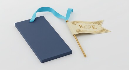 Bookmark flag with ribbon save animation effect