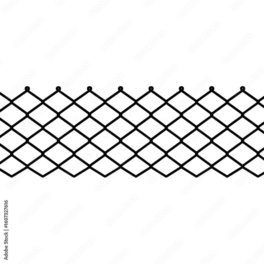 Poster a black net pattern is isolated on white background, showing a repeating grid design