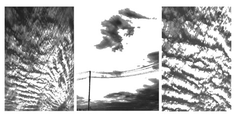 Cloud ink splash frame with black and gray paint splatter and cloudscape bundle background texture .hand drawn freehand vector elements for splotchy brush stroke .