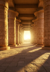 Ancient Egypt Temple Sunlit Pillars Architecture