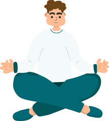 Illustration of Man Meditating in Lotus Position