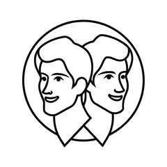 two man head handdrawing logo