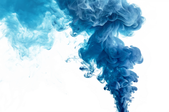 a blue smoke explosion border isolated on white background PNG, AI GENERATED