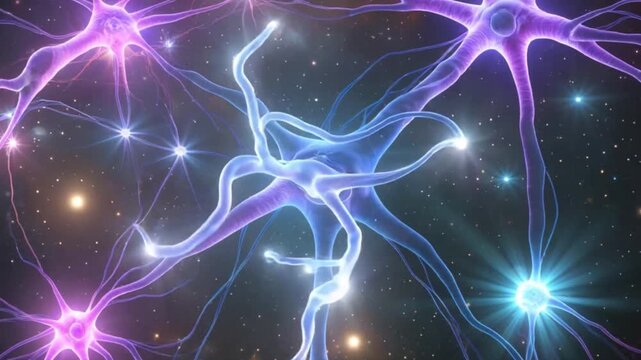 AI Neural Network 3D Animation - Futuristic Data Connections - Sci-Fi Tech Background