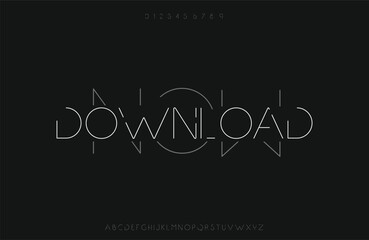 Minimal futuristic scifi alphabet font. digital space typography vector illustration design
