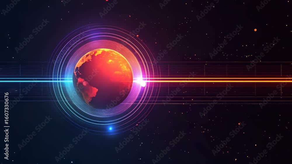 Poster abstract earth globe animation with digital futuristic elements for backgrounds