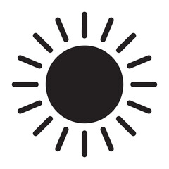 Bold Black Sun Icon Radiating Energy Simple Weather Symbol Minimalist Design Sun Rays Graphic Representation Modern Vector Illustration Weather Forecast