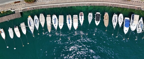 a marina with sailing ships – drone aerial photography © maho