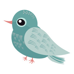 Vector illustration of a cute pastel-colored green bird Perfect for children’s designs, spring themes, nursery decor, and greeting cards.