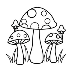whimsical forest mushrooms coloring page design