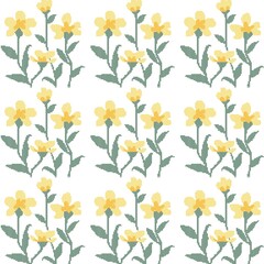 Seamless Yellow Flower Cross Stitch Pattern Digital Embroidery Texture