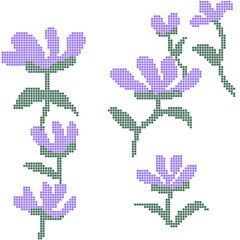 Purple Cross Stitch Flower Pattern  Simple Pixel Style Floral Design