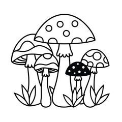 whimsical forest mushrooms coloring page design