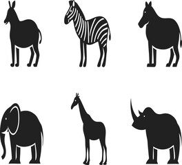 Black African animal silhouettes bundle
