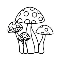 whimsical forest mushrooms coloring page design