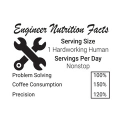 Engineer nutrition facts with 100% editable file for T-Shirt  with fan can use as a gift 