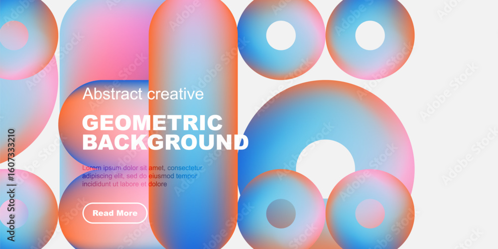 Poster vibrant overlapping circles create abstract geometric background. text overlay includes title, sampl