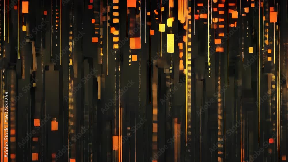 Fototapete abstract data stream visualization with glowing rectangles on a dark background