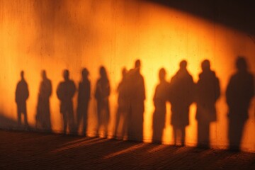 Fototapeta premium Silhouettes of people in an orange light