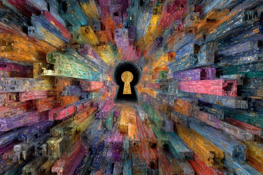 Symbolic cyber solutions with digital key and padlock of data codes. Smart cities. Apexanalytix unveils advanced cyber risk management capabilities for businesses. Network security.