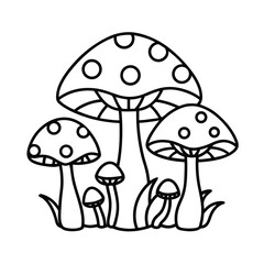 whimsical forest mushrooms coloring page design
