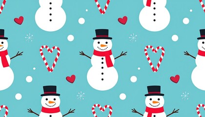 Christmas pattern of snowmen and candy canes (1)