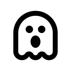 Scared ghost icon, outline symbol for halloween or gaming character