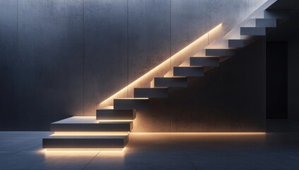 Obraz premium Modern Staircase with Ambient Lighting