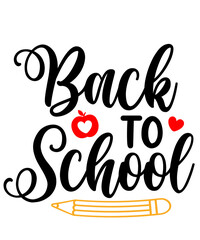 Back To School typography clip art design on plain white transparent isolated background for card, shirt, hoodie, sweatshirt, apparel, tag, mug, icon, poster or badge