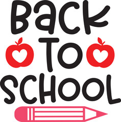 Back To School typography clip art design on plain white transparent isolated background for card, shirt, hoodie, sweatshirt, apparel, tag, mug, icon, poster or badge