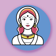 Indian woman with traditional jewelry and bindi vector illustration earrings