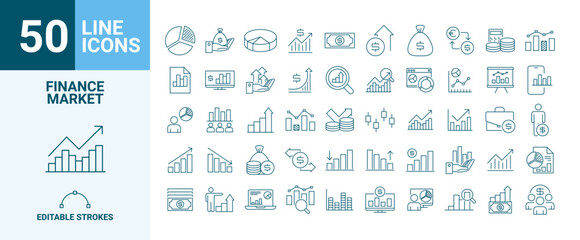 50 Editable Finance Market Line Icons